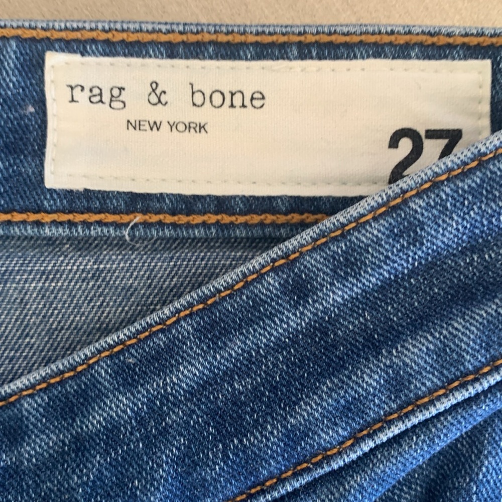 Rag & Bone Dre Low-Rise Slim Boyfriend Jeans Distressed Knees Sz 27 - Picture 2 of 8
